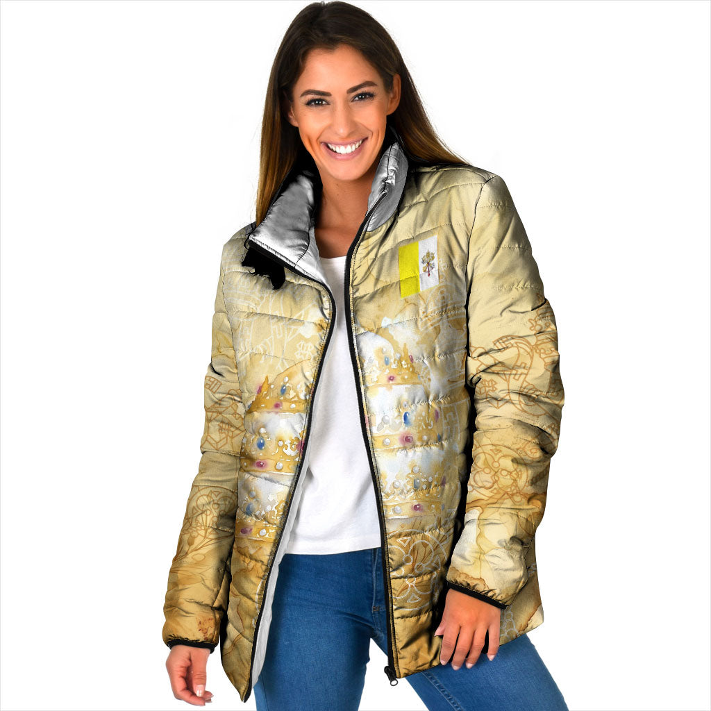 Vatican City St Peters Basilica Padded Jacket Papal Tiara - Tu Es Petrus Catholic Watercolor