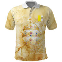 Vatican City St Peters Basilica Polo Shirt Papal Tiara - Tu Es Petrus Catholic Watercolor