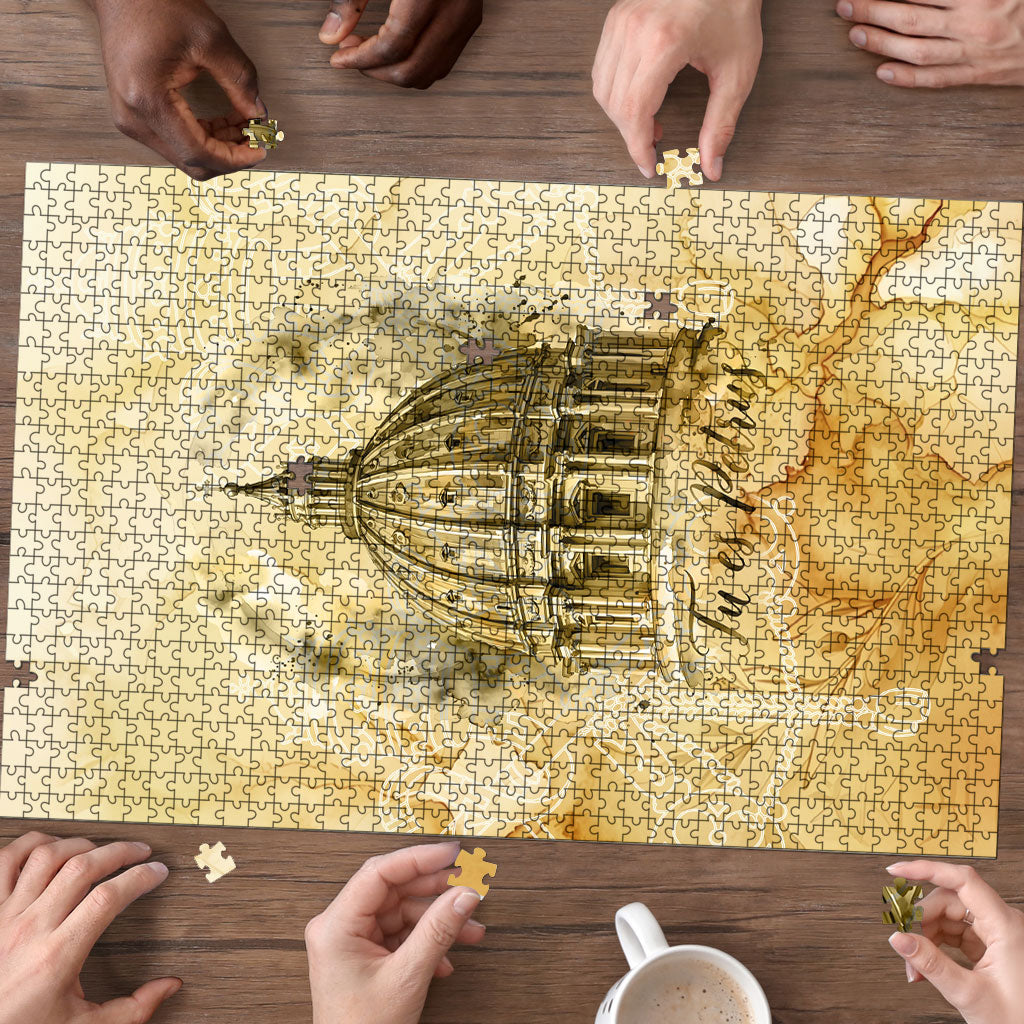 Vatican City St Peters Basilica Puzzle Papal Tiara - Tu Es Petrus Catholic Watercolor
