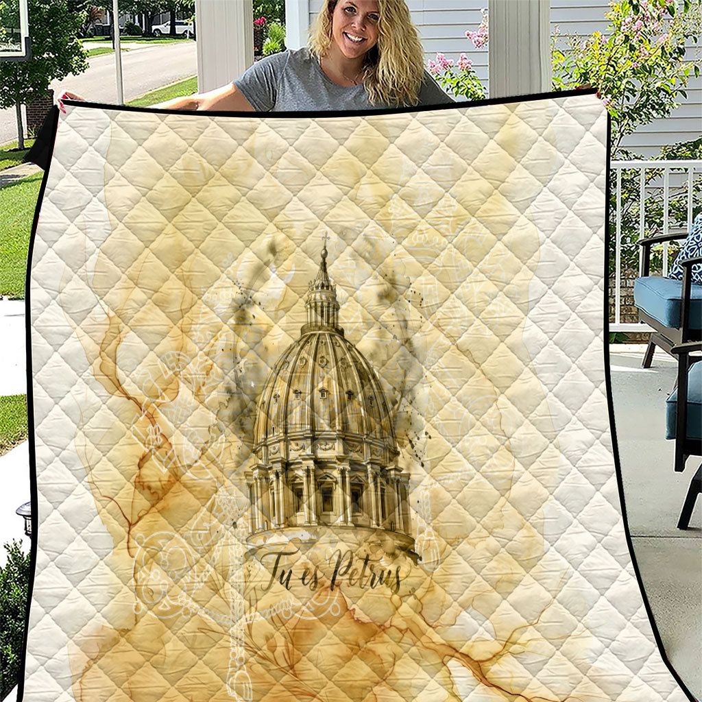 Vatican City St Peters Basilica Quilt Papal Tiara - Tu Es Petrus Catholic Watercolor