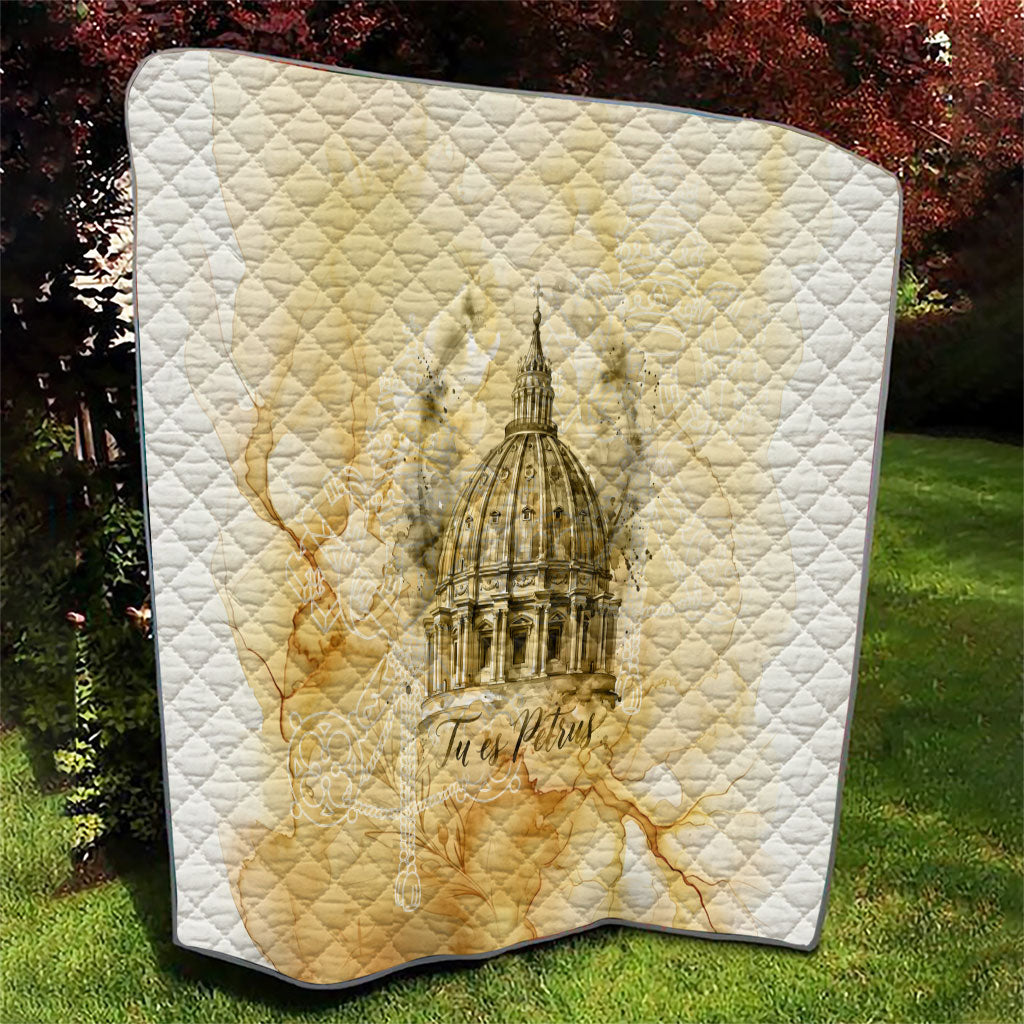 Vatican City St Peters Basilica Quilt Papal Tiara - Tu Es Petrus Catholic Watercolor