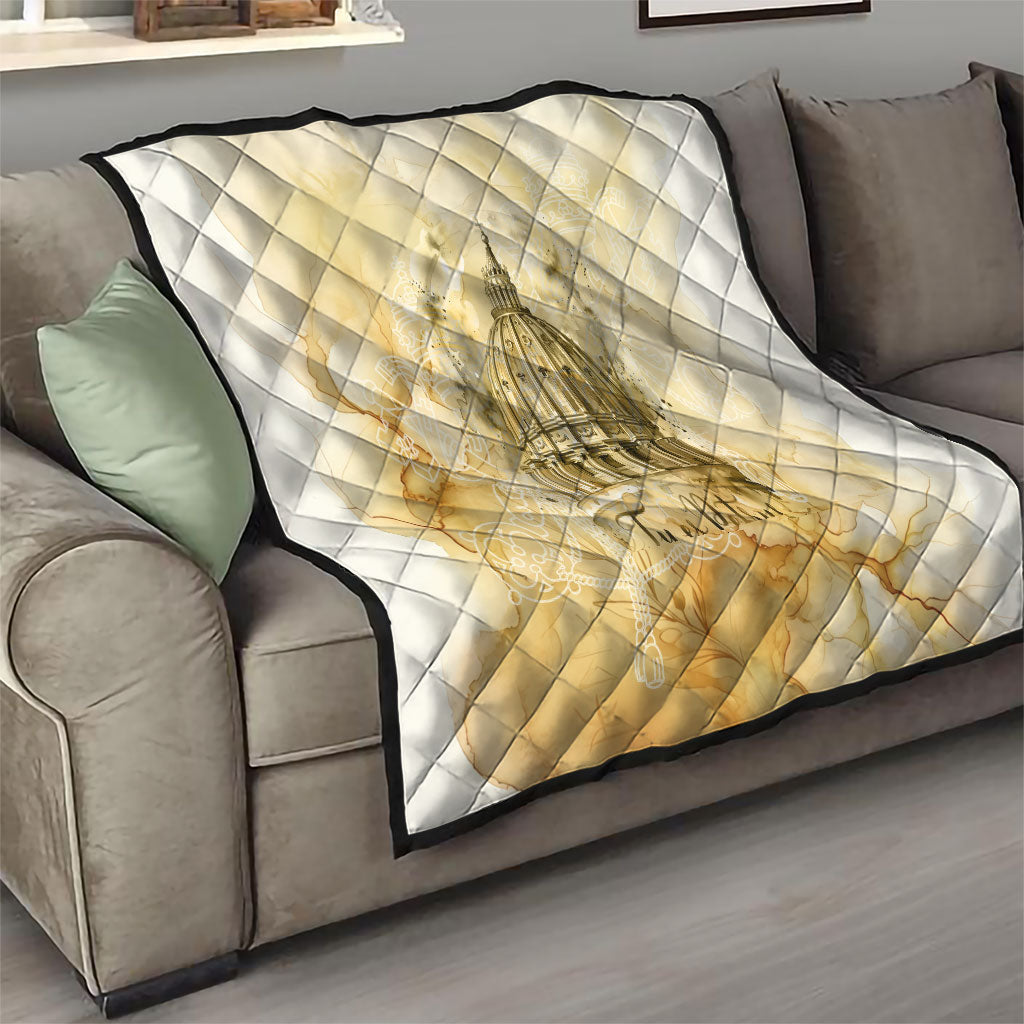Vatican City St Peters Basilica Quilt Papal Tiara - Tu Es Petrus Catholic Watercolor