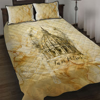 Vatican City St Peters Basilica Quilt Bed Set Papal Tiara - Tu Es Petrus Catholic Watercolor