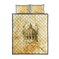 Vatican City St Peters Basilica Quilt Bed Set Papal Tiara - Tu Es Petrus Catholic Watercolor
