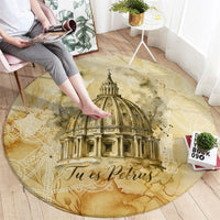 Vatican City St Peters Basilica Round Carpet Papal Tiara - Tu Es Petrus Catholic Watercolor