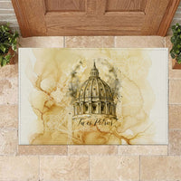 Vatican City St Peters Basilica Rubber Doormat Papal Tiara - Tu Es Petrus Catholic Watercolor