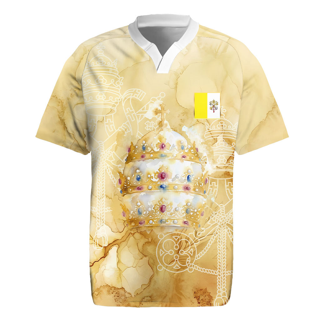 Vatican City St Peters Basilica Rugby Jersey Papal Tiara - Tu Es Petrus Catholic Watercolor