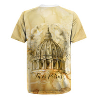 Vatican City St Peters Basilica Rugby Jersey Papal Tiara - Tu Es Petrus Catholic Watercolor