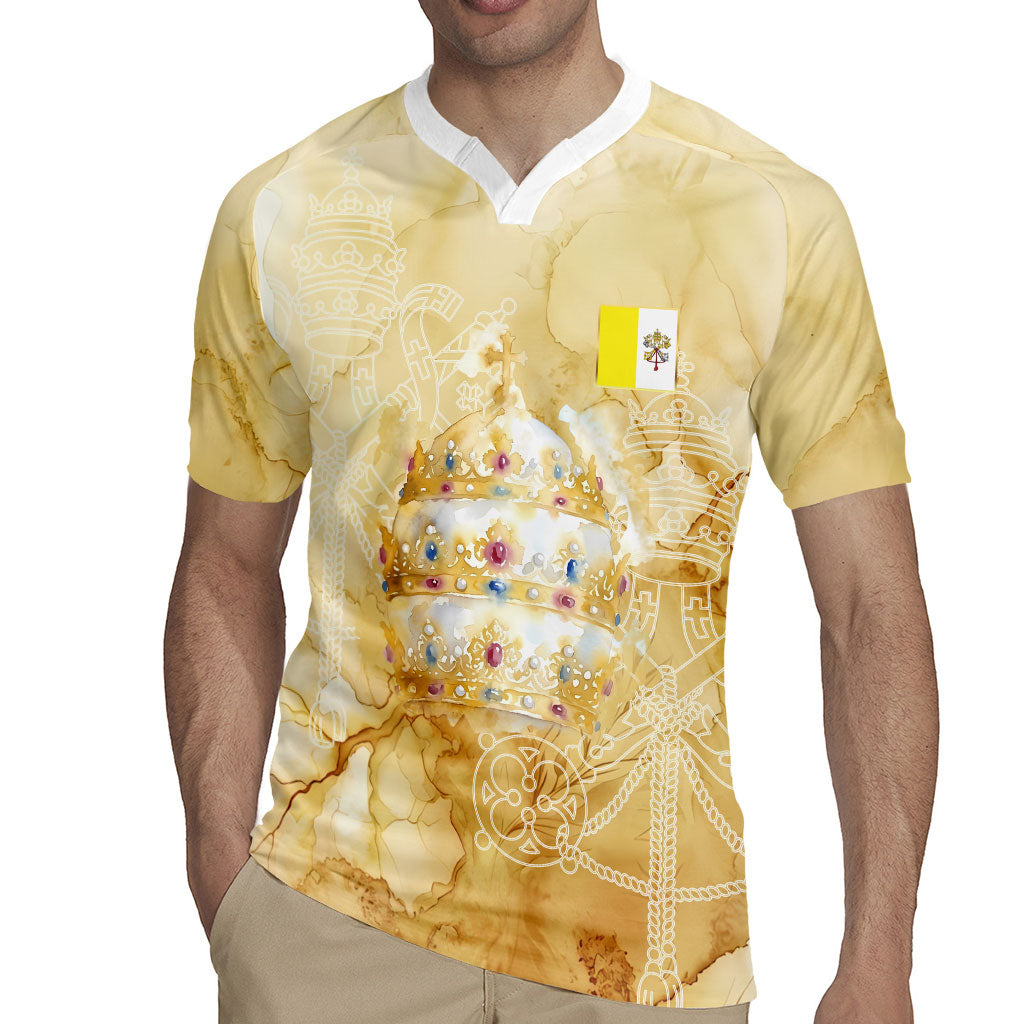 Vatican City St Peters Basilica Rugby Jersey Papal Tiara - Tu Es Petrus Catholic Watercolor
