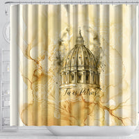 Vatican City St Peters Basilica Shower Curtain Papal Tiara - Tu Es Petrus Catholic Watercolor