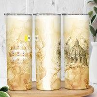Vatican City St Peters Basilica Skinny Tumbler Papal Tiara - Tu Es Petrus Catholic Watercolor