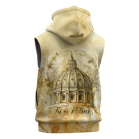 Vatican City St Peters Basilica Sleeveless Zip Hoodie Papal Tiara - Tu Es Petrus Catholic Watercolor