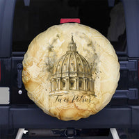 Vatican City St Peters Basilica Spare Tire Cover Papal Tiara - Tu Es Petrus Catholic Watercolor
