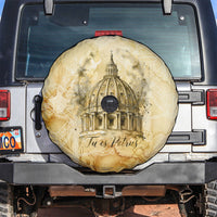 Vatican City St Peters Basilica Spare Tire Cover Papal Tiara - Tu Es Petrus Catholic Watercolor