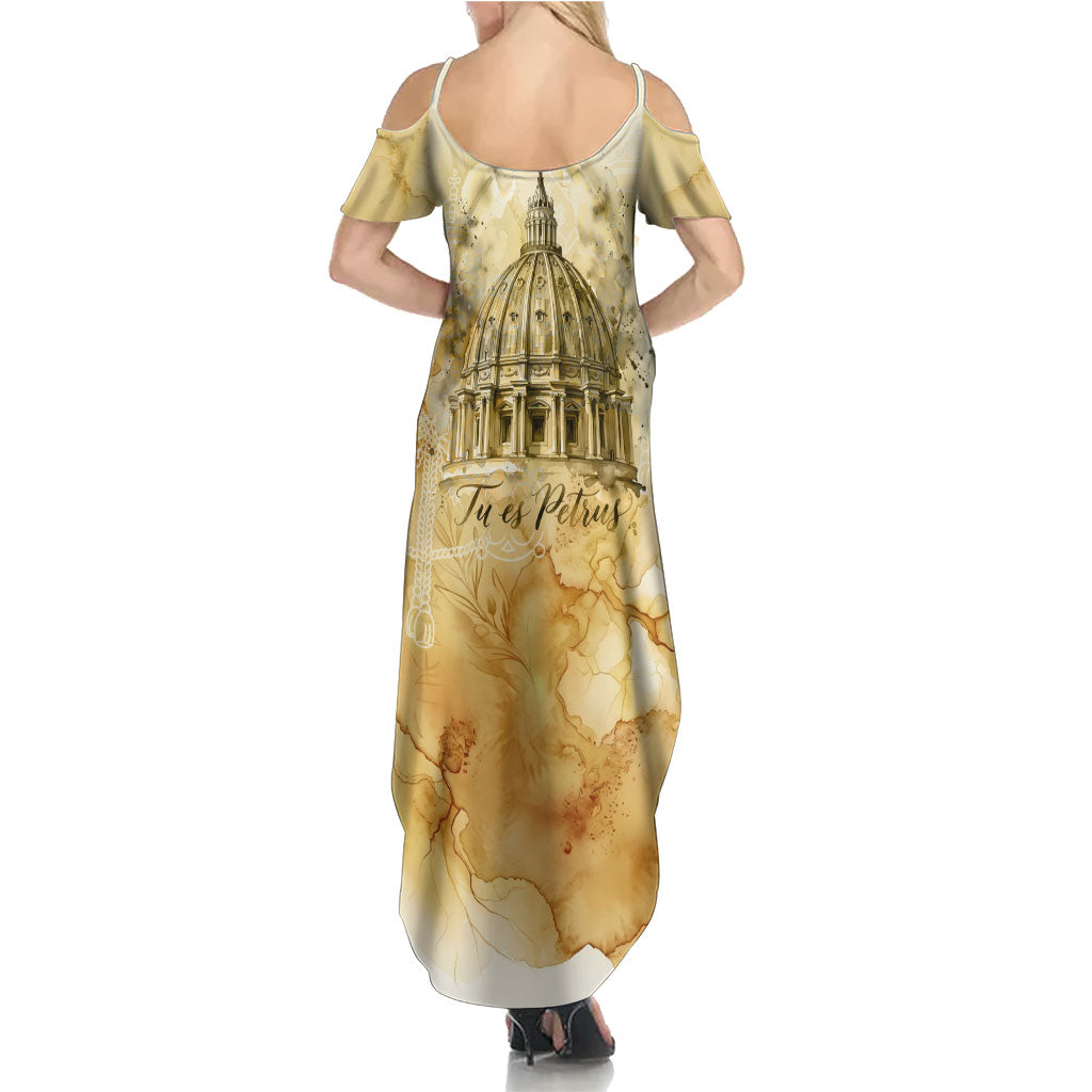 Vatican City St Peters Basilica Summer Maxi Dress Papal Tiara - Tu Es Petrus Catholic Watercolor