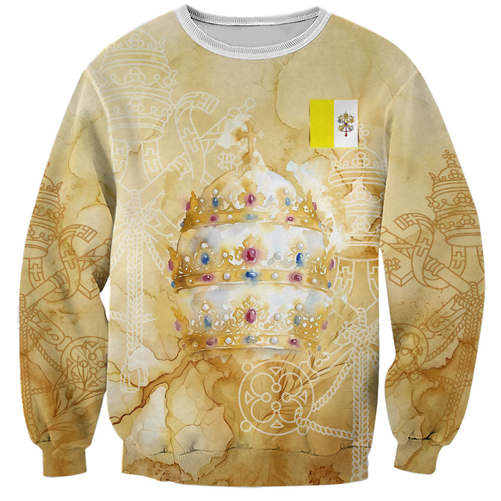 Vatican City St Peters Basilica Sweatshirt Papal Tiara - Tu Es Petrus Catholic Watercolor