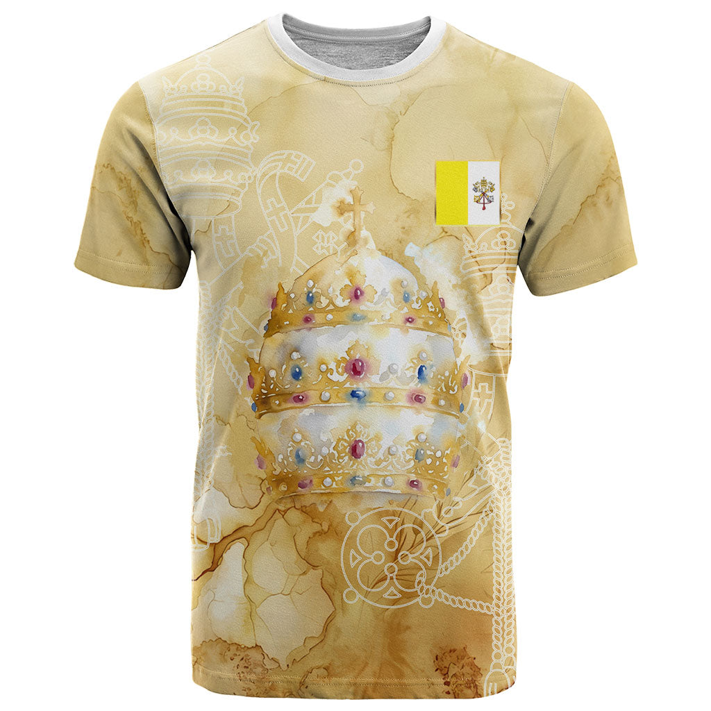 Vatican City St Peters Basilica T Shirt Papal Tiara - Tu Es Petrus Catholic Watercolor
