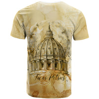 Vatican City St Peters Basilica T Shirt Papal Tiara - Tu Es Petrus Catholic Watercolor