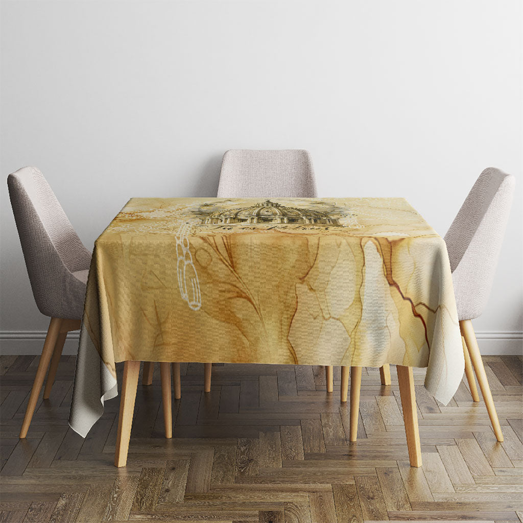Vatican City St Peters Basilica Tablecloth Papal Tiara - Tu Es Petrus Catholic Watercolor