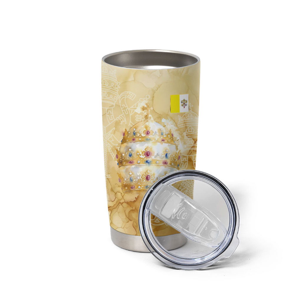 Vatican City St Peters Basilica Tumbler Cup Papal Tiara - Tu Es Petrus Catholic Watercolor