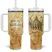 Vatican City St Peters Basilica Tumbler With Handle Papal Tiara - Tu Es Petrus Catholic Watercolor