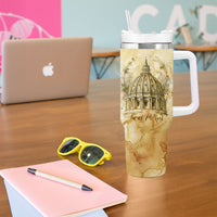 Vatican City St Peters Basilica Tumbler With Handle Papal Tiara - Tu Es Petrus Catholic Watercolor