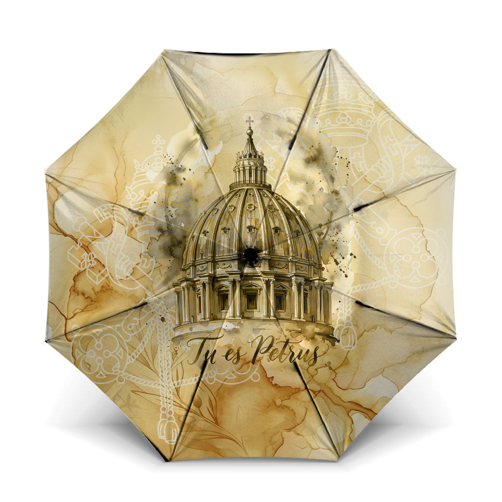 Vatican City St Peters Basilica Umbrella Papal Tiara - Tu Es Petrus Catholic Watercolor