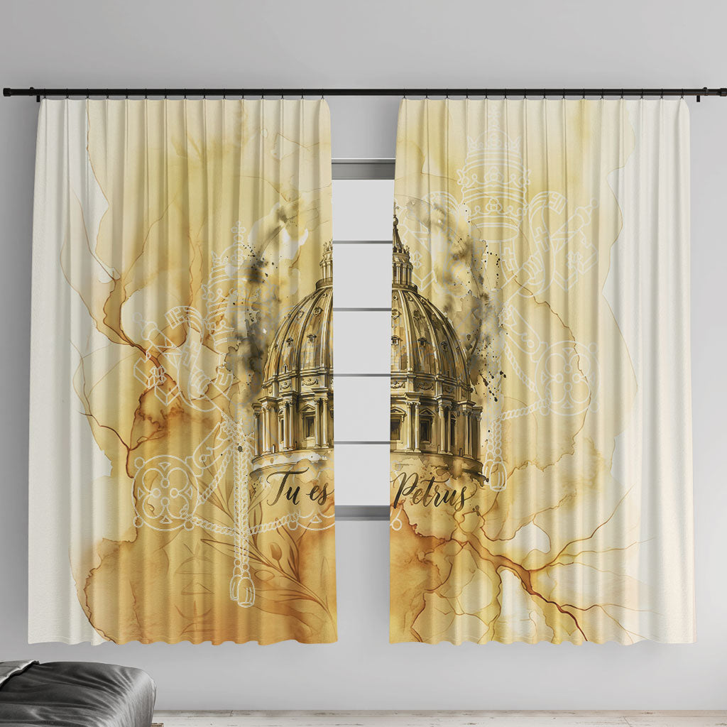 Vatican City St Peters Basilica Window Curtain Papal Tiara - Tu Es Petrus Catholic Watercolor