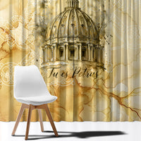 Vatican City St Peters Basilica Window Curtain Papal Tiara - Tu Es Petrus Catholic Watercolor