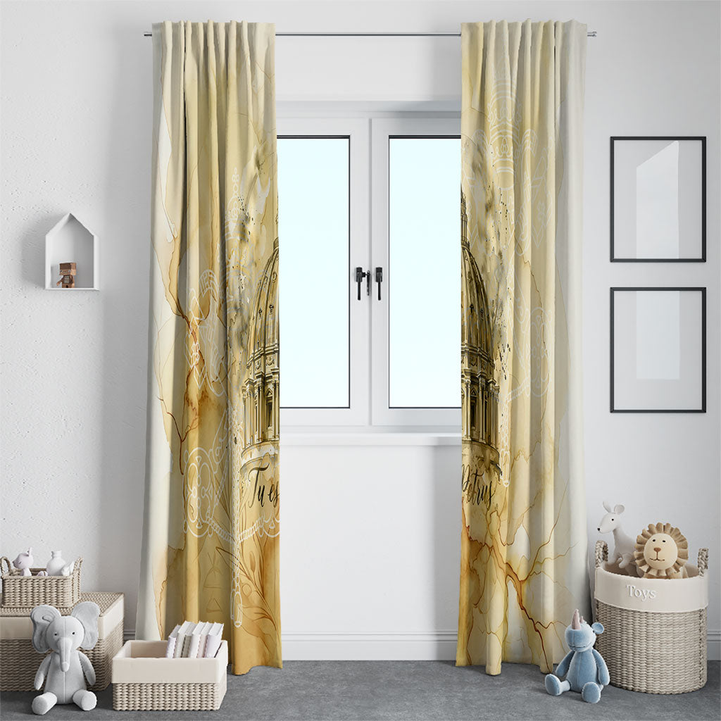 Vatican City St Peters Basilica Window Curtain Papal Tiara - Tu Es Petrus Catholic Watercolor