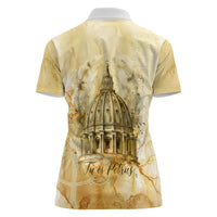 Vatican City St Peters Basilica Women Polo Shirt Papal Tiara - Tu Es Petrus Catholic Watercolor