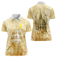 Vatican City St Peters Basilica Women Polo Shirt Papal Tiara - Tu Es Petrus Catholic Watercolor