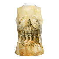 Vatican City St Peters Basilica Women Sleeveless Polo Shirt Papal Tiara - Tu Es Petrus Catholic Watercolor