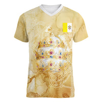 Vatican City St Peters Basilica Women V-Neck T-Shirt Papal Tiara - Tu Es Petrus Catholic Watercolor