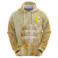 Vatican City St Peters Basilica Zip Hoodie Papal Tiara - Tu Es Petrus Catholic Watercolor
