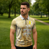 Vatican City St Peters Basilica Zipper Polo Shirt Papal Tiara - Tu Es Petrus Catholic Watercolor