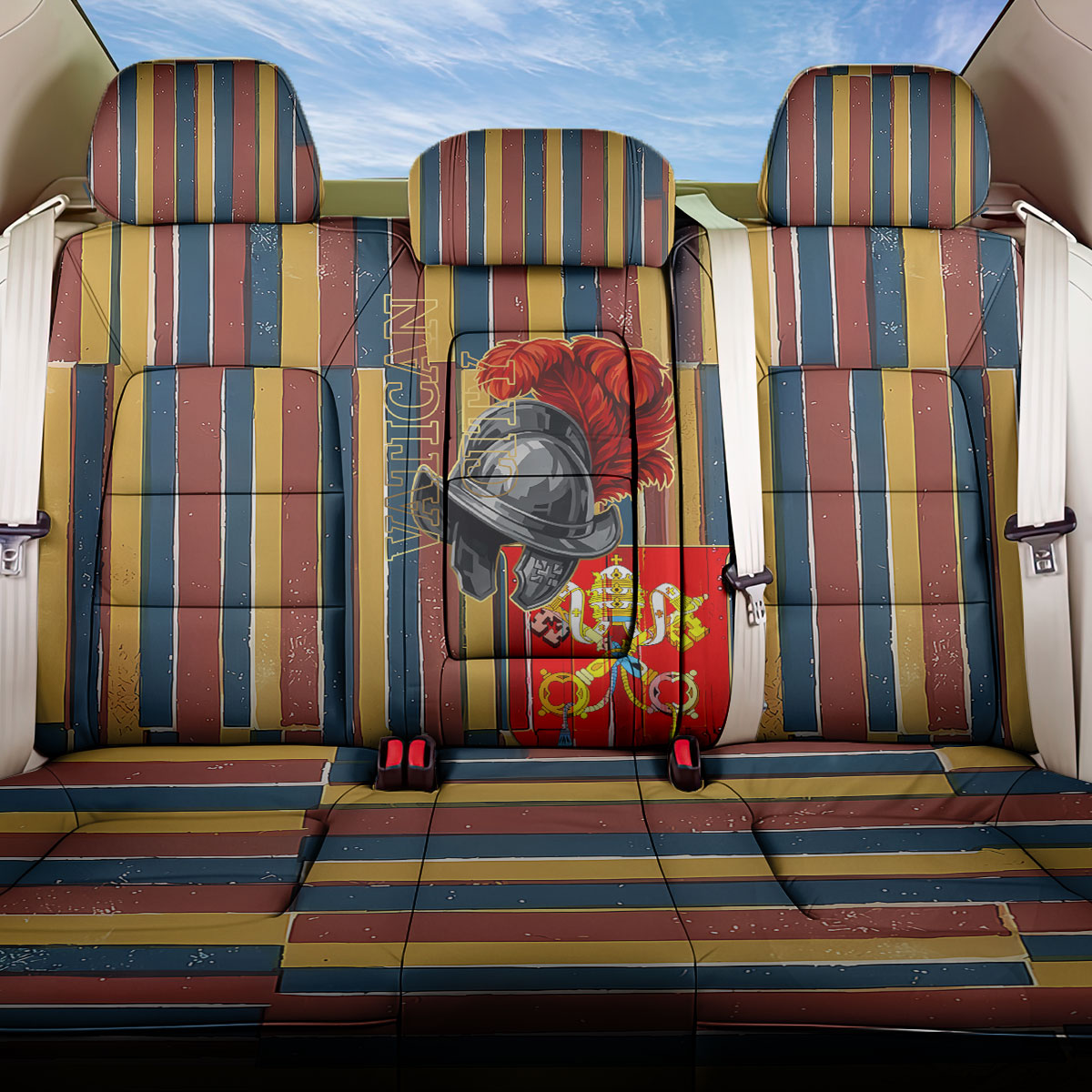 Vatican City Swiss Guard Protectors Of The Holy See Back Car Seat Cover Renaissance Uniform Stripes Catholic Military History