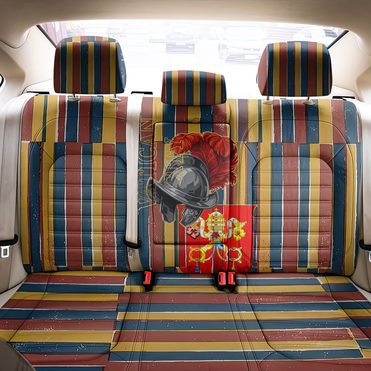 Vatican City Swiss Guard Protectors Of The Holy See Back Car Seat Cover Renaissance Uniform Stripes Catholic Military History