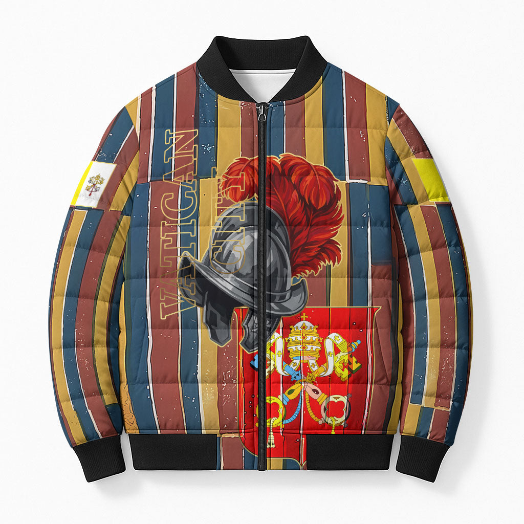 Vatican City Swiss Guard Protectors Of The Holy See Bomber Puffer Jacket Renaissance Uniform Stripes Catholic Military History