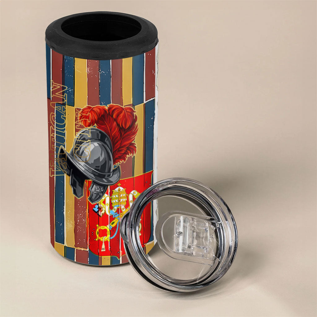 Vatican City Swiss Guard Protectors Of The Holy See 4 in 1 Can Cooler Tumbler Renaissance Uniform Stripes Catholic Military History