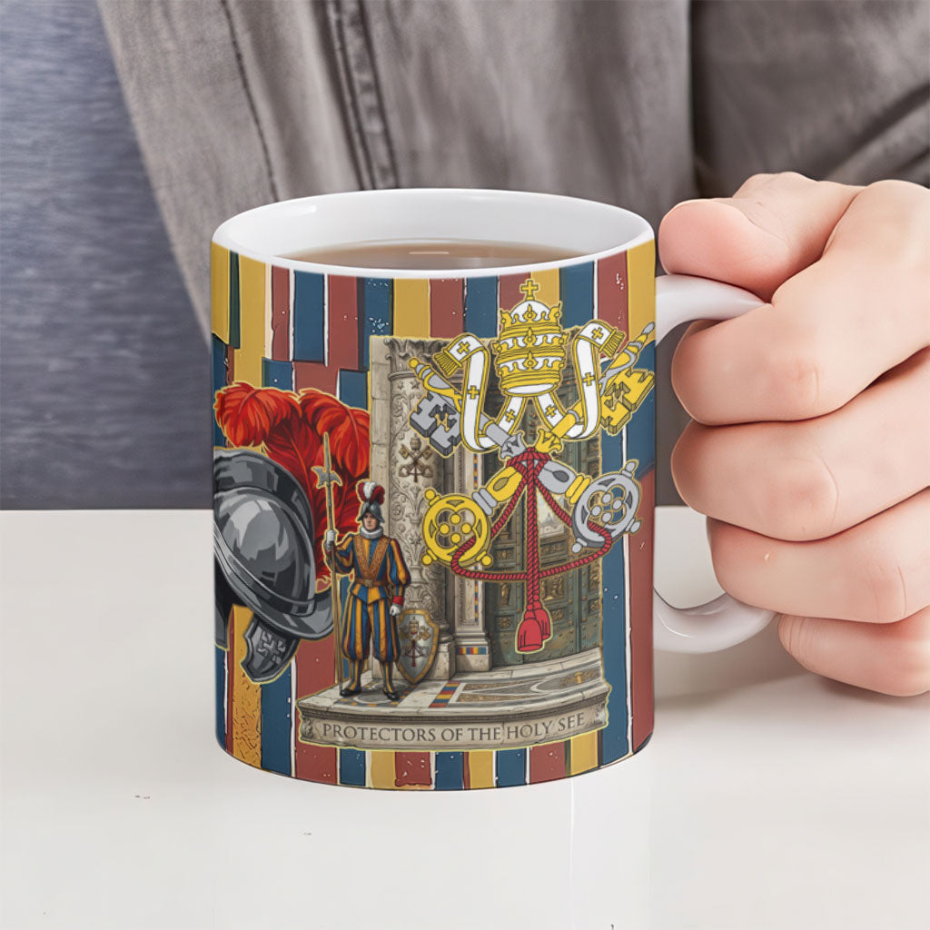 Vatican City Swiss Guard Protectors Of The Holy See Ceramic Mug Renaissance Uniform Stripes Catholic Military History