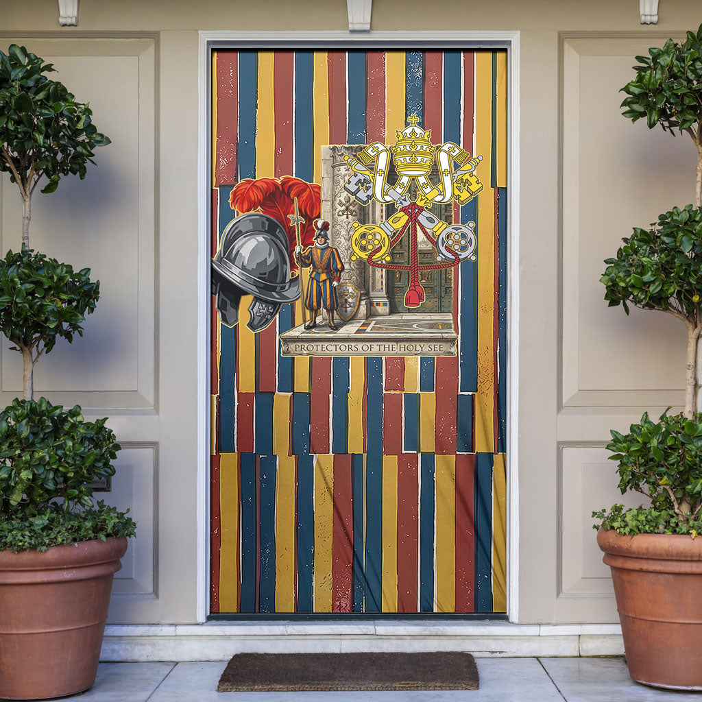 Vatican City Swiss Guard Protectors Of The Holy See Door Cover Renaissance Uniform Stripes Catholic Military History
