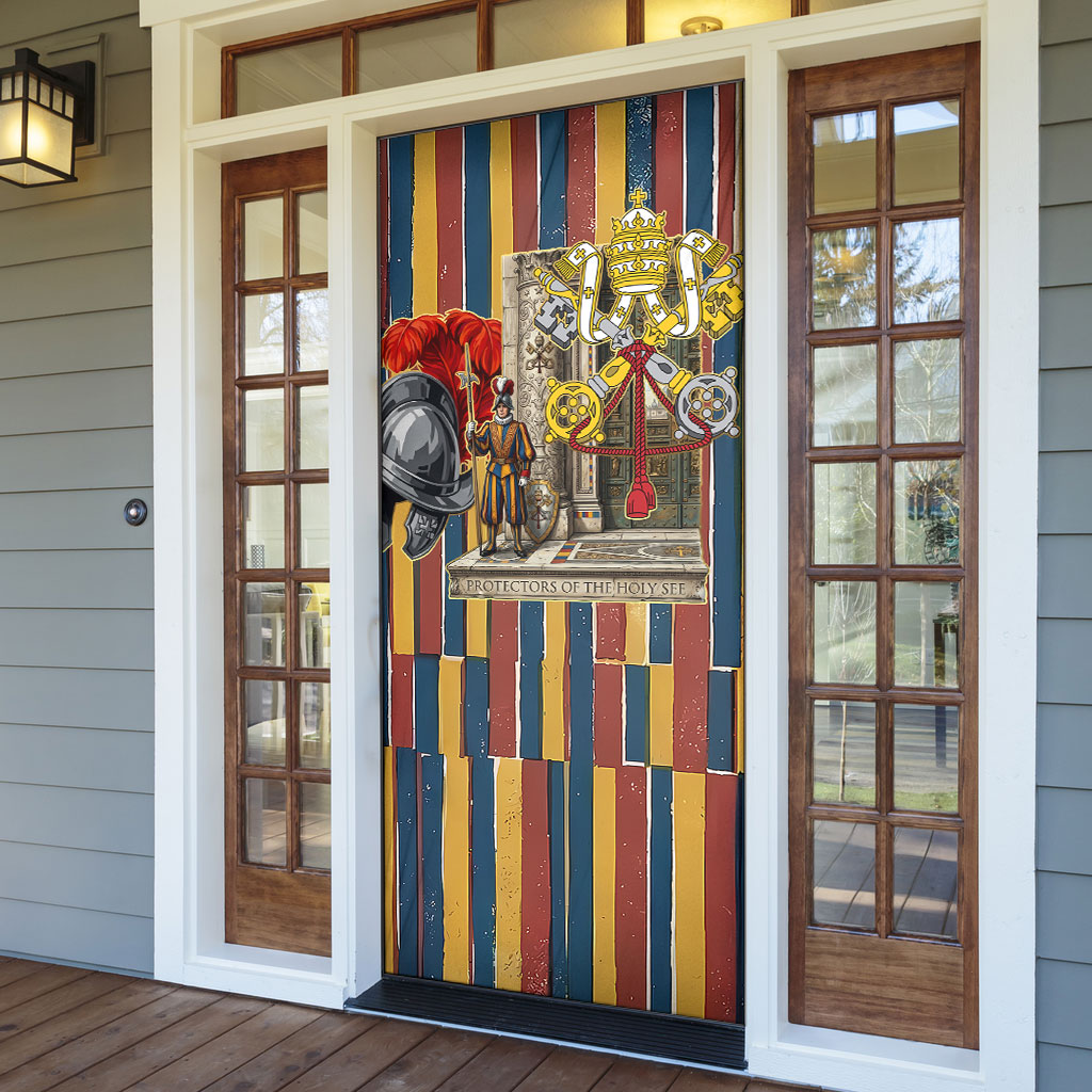 Vatican City Swiss Guard Protectors Of The Holy See Door Cover Renaissance Uniform Stripes Catholic Military History