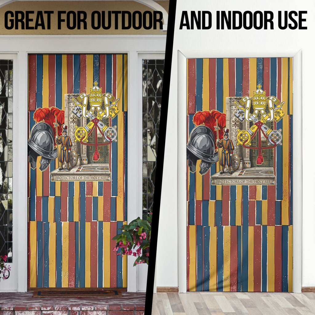 Vatican City Swiss Guard Protectors Of The Holy See Door Cover Renaissance Uniform Stripes Catholic Military History
