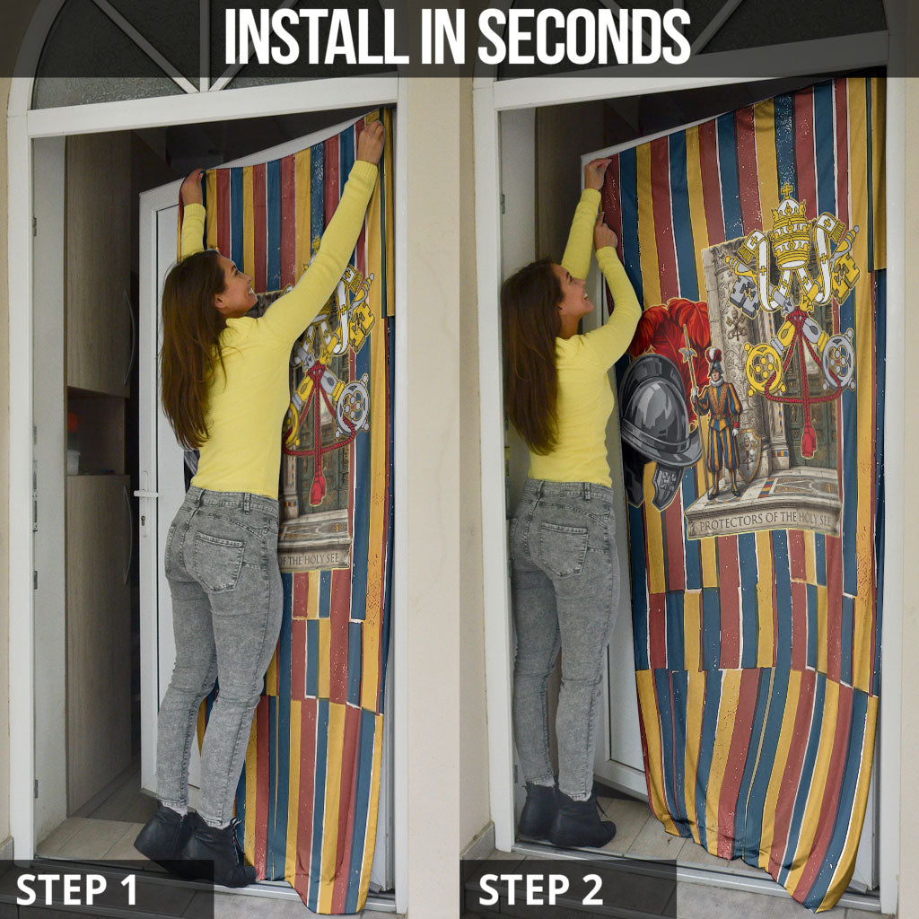 Vatican City Swiss Guard Protectors Of The Holy See Door Cover Renaissance Uniform Stripes Catholic Military History