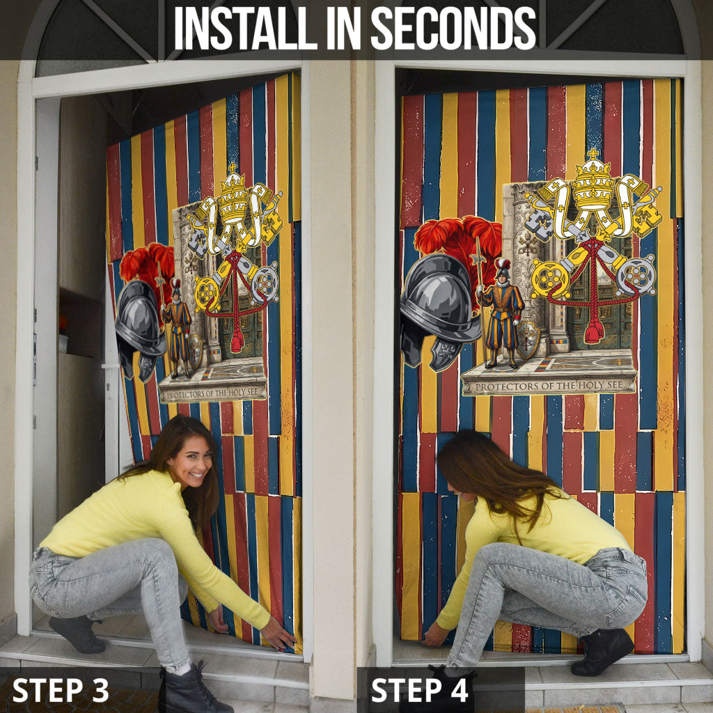 Vatican City Swiss Guard Protectors Of The Holy See Door Cover Renaissance Uniform Stripes Catholic Military History