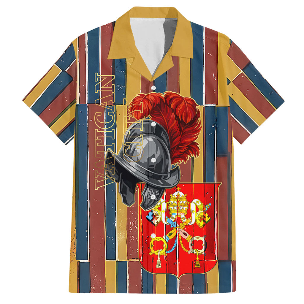 Vatican City Swiss Guard Protectors Of The Holy See Hawaiian Shirt Renaissance Uniform Stripes Catholic Military History
