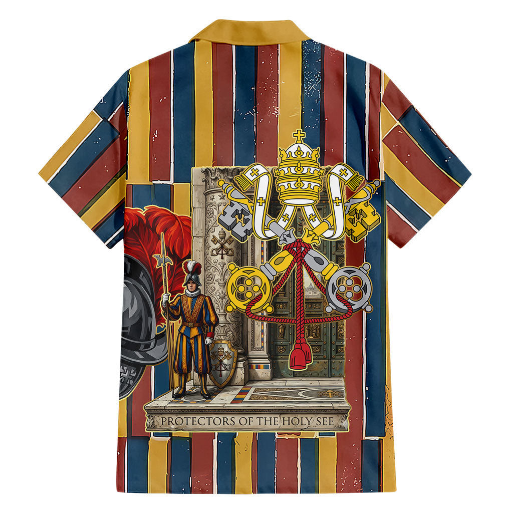Vatican City Swiss Guard Protectors Of The Holy See Hawaiian Shirt Renaissance Uniform Stripes Catholic Military History
