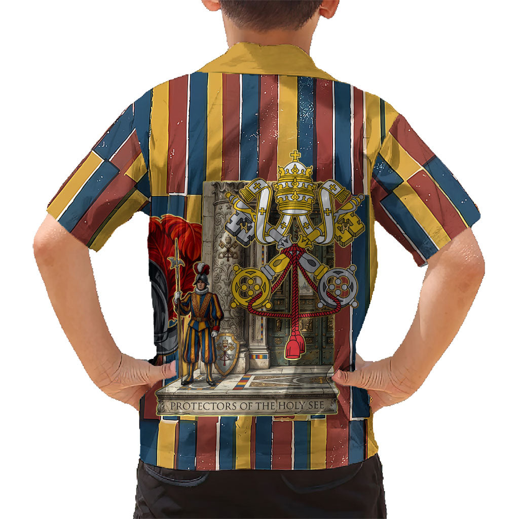 Vatican City Swiss Guard Protectors Of The Holy See Hawaiian Shirt Renaissance Uniform Stripes Catholic Military History