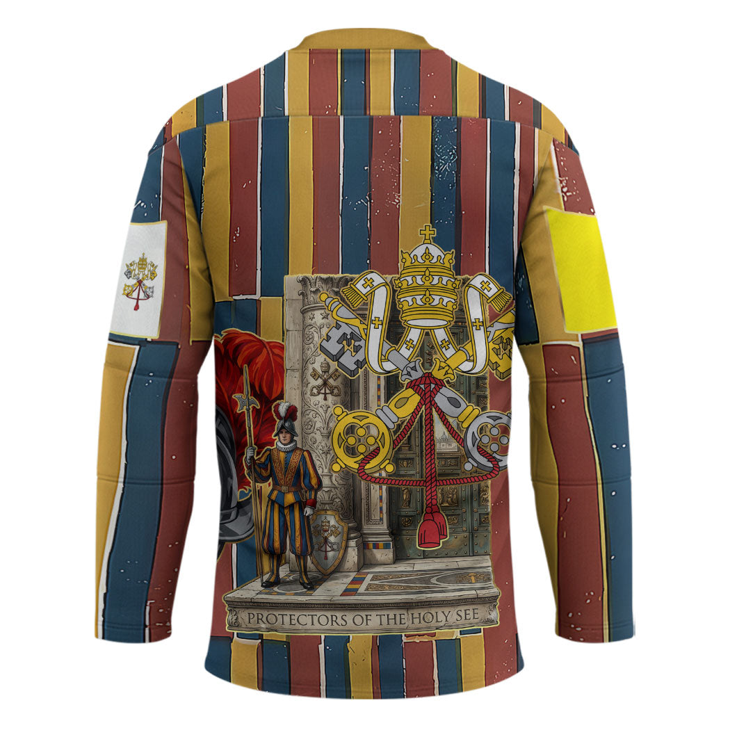 Vatican City Swiss Guard Protectors Of The Holy See Hockey Jersey Renaissance Uniform Stripes Catholic Military History